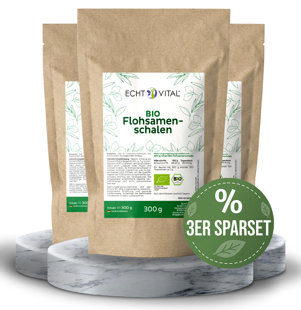 Bio Flohsamenschalen gemahlen - ECHT VITAL Premium Qualität